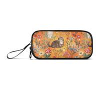 aidingzhi Mighty Manx Trousse à crayons en nylon avec fermeture éclair pour adolescents Orange