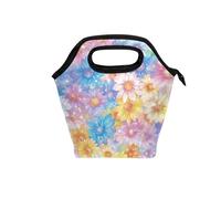 aidingzhi Mini sac à déjeuner avec poignée incurvée - Petite boîte à déjeuner pour femme - Sac isotherme réutilisable - Petit sac pour le bureau, l'école, la fête des parents - Belles fleurs