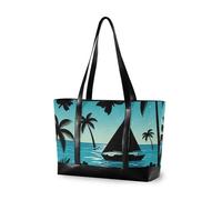 aidingzhi Night Sea Shore Tree Boat Sac pour ordinateur portable tendance pour femme avec fermeture éclair Sac de voyage pour femme Travail avec couches