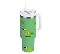 aidingzhi Oliver Jeffers Style Kiwi Jade Bird Gobelet en acier inoxydable avec couvercle étanche et paille - Bouteille d'eau de voyage réutilisable sous vide - Tasse à café pour homme et femme - Vert