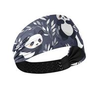 aidingzhi Pandas Vector Illustration Bandeau anti-humidité pour femme Bandeau extensible pour course à pied, sport, football, volley-ball