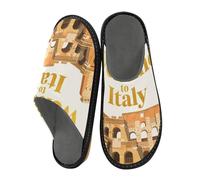 aidingzhi Pantoufles d'intérieur en mousse à mémoire de forme pour femme, Bienvenue en Italie Scenery Culture, 44/45 EU