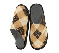 aidingzhi Pantoufles d'intérieur pour femme, Fond écossais marron à carreaux, 37/37.5 EU