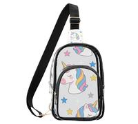 aidingzhi Petits sacs transparents mignons avec licornes arc-en-ciel blanches pour femmes, sacs polyvalents en PVC imperméables pour femmes, sac à main transparent