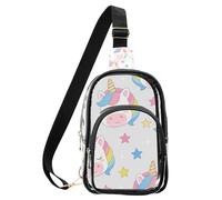 aidingzhi Petits sacs transparents mignons avec licornes arc-en-ciel blanches pour femmes, sacs polyvalents en PVC imperméables pour femmes, sac à main transparent