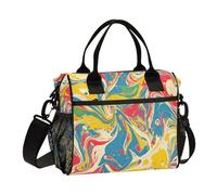 aidingzhi Pop Art Boîte à déjeuner rétro motif tie-dye pour homme avec poche latérale Grande boîte à déjeuner avec bandoulière Travail pour garçons Taille M