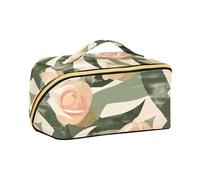aidingzhi Rose Velvet Ribbon Olive Green and Sand_34185 Trousse de maquillage avec séparateurs Fermeture éclair Sacs cosmétiques avec fermeture éclair verticale autoportante