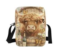 aidingzhi Sac à bandoulière mignon motif vache écossaise pour homme et femme avec sangle réglable pour le travail décontracté
