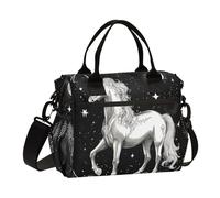 aidingzhi Sac à déjeuner avec motif de licornes blanches, style bohème, illustration de poker pour adulte, sac à bandoulière avec bandoulière, bureau familial, taille M