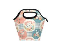 aidingzhi Sac à déjeuner avec poignée incurvée - Grande boîte à déjeuner étanche - Sac isotherme de voyage pour bureau, école, carreaux à carreaux mignons cygnes