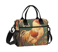 aidingzhi Sac à déjeuner de style poussin Mucha pour le travail, sac à déjeuner à bandoulière pour homme, sac à déjeuner avec bandoulière pour adolescent, salle de sport - M