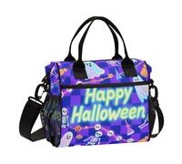 aidingzhi Sac à déjeuner d'Halloween motif citrouille bleu et noir pour garçons, sac à déjeuner réglable avec poche latérale avec bandoulière, travail infirmier, taille M