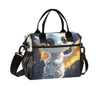 aidingzhi Sac à déjeuner étoilé avec illustration de bébé dragon mignon pour adultes avec poche latérale Sac à déjeuner avec bandoulière pour fille Gym M