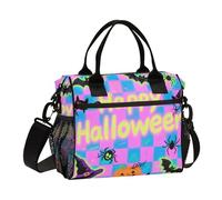 aidingzhi Sac à déjeuner Halloween en forme de citrouille bleu-violet - Boîte à déjeuner isotherme et étanche avec bandoulière - Pour fille - Collège - M