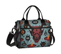 aidingzhi Sac à déjeuner isotherme avec bandoulière pour adolescente et fille Motif diable noir Happy Halloween Taille S