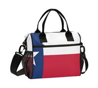 aidingzhi Sac à déjeuner isotherme respectueux de l'environnement avec bandoulière Motif drapeau de l'État du Texas Bleu Rouge Taille M