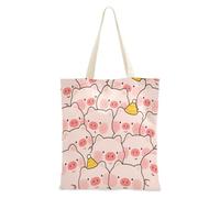 aidingzhi Sac à provisions en toile réutilisable Motif cochon Rose 40,6 x 38,1 cm
