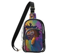 aidingzhi Sac banane en cuir transparent avec motif tigres Breaking Through The Wall - En PVC - Imperméable - Tendance