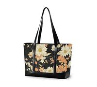 aidingzhi Sac de bureau rétro japonais blanc marguerite chic pour femme avec fermeture éclair en toile sac fourre-tout pour travailler avec des couches