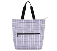 aidingzhi Sac fourre-tout artistique pour garçons et filles, adultes, rayures abstraites à carreaux violets, résistant à l'eau, réutilisable, sac d'épicerie avec fermeture éclair pour l'école, le
