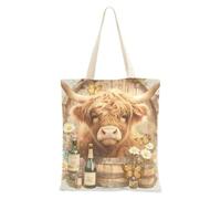 aidingzhi Sac fourre-tout en toile de grande capacité Motif vache écossaise 40,6 x 38,1 cm