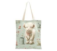 aidingzhi Sac fourre-tout en toile de grande capacité pour femme Motif vache écossaise 40,6 x 38,1 cm