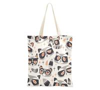 aidingzhi Sac fourre-tout en toile de taille moyenne pour femme - Motif raton laveur - 40,6 x 38,1 cm - Indispensable pour l'école