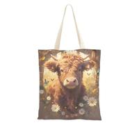 aidingzhi Sac fourre-tout en toile robuste pour femme Motif vache écossaise 40,6 x 38,1 cm