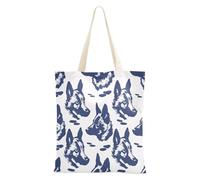 aidingzhi Sac fourre-tout en toile robuste style berger allemand bleu marine fluo pour femme, pour le travail, les projets de bricolage, le shopping, 40,6 x 38,1 cm, essentiel pour l'école