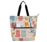 aidingzhi Sac fourre-tout léger avec fermeture éclair pour garçons, filles, femmes, style bohème, chats colorés, safari, sac à main avec fermeture éclair pour l'école, le travail, les voyages