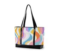 aidingzhi Sac fourre-tout moderne abstrait coloré art simple pour femme avec fermeture éclair fourre-tout pour femme travail avec couche