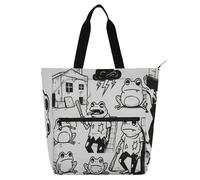 aidingzhi Sac fourre-tout pour enfants, étudiants, adultes, motif crapaud vintage, gris, léger, réutilisable, avec fermeture éclair pour l'école et les jeux, arc-en-ciel