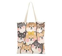 aidingzhi Sac fourre-tout réutilisable en toile pour femme Motif chien Shiba Inu 40,6 x 38,1 cm
