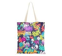 aidingzhi Sac fourre-tout robuste en toile de style graffiti avec poches pour le travail, les projets de bricolage, le shopping, 40,6 x 38,1 cm, essentiel pour l'école