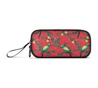 aidingzhi Sacs à crayons en nylon avec fermeture éclair de grande capacité, vert et écarlate, rouge et ara, pour le bureau ou les hommes, Ara écarlate vert pin rouge Joyeux Noël, 1 talla, Papeterie
