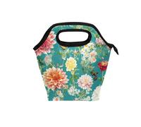 aidingzhi Sacs à déjeuner pour femme avec poignée incurvée - Grande boîte à déjeuner pour homme - Étanche - Isotherme pour la plage - Pour le travail, l'université - Nature - Couleurs vives - Fleurs