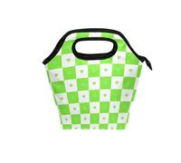 aidingzhi Sacs à déjeuner pour homme avec poignée incurvée - Jolie boîte à déjeuner étanche - Isotherme pour la plage - Pour pique-nique, école, buffle, carreaux - Cœur - Vert