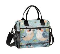 aidingzhi Sacs à déjeuner réutilisables avec poignées et bandoulière Motif mésange tufté et oiseaux bleus Taille M