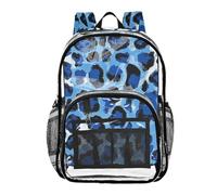 aidingzhi Sacs à dos transparents pour enfants - Sacs à dos d'école transparents pour l'école - Sacs à dos en PVC transparent - Imprimé léopard bleu, Imprimé léopard bleu.
