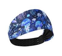 aidingzhi Serre-tête extensible pour femme, motif méduse, fleurs, bleu électrique, antidérapant, pour la gym, le yoga, le sport, le football