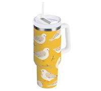 aidingzhi Simple Yellow Birds - Gobelet Coldee en acier inoxydable avec couvercle étanche et paille - Bouteille d'eau sous vide à large goulot - Grande tasse à café pour eau, thé glacé ou café