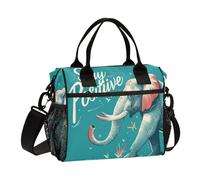 aidingzhi Stay Positive Elephant Boîte à déjeuner isotherme écologique avec poignées et bandoulière pour adulte Taille M