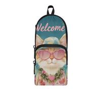 aidingzhi Summer Cat Nylon 3 Compartiments Pen Storage Bag Grande Capacité Mesh Pen Case Pencil Case Stationery for High School