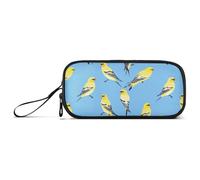 aidingzhi Sweet American Goldfinch Birds Trousse à crayons en nylon bleu haute capacité avec fermeture éclair pour femme primaire