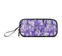 aidingzhi Sweet Cats Trousse à crayons en nylon violet pour adolescent grande capacité avec fermeture éclair et maille filet organisateur de papeterie pour homme élémentaire