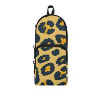 aidingzhi Trousse à crayons à 3 compartiments en nylon doré et noir avec texture peau de léopard, grande capacité, pour adolescentes, filles, fournitures scolaires pour école préparatoire