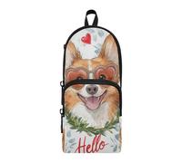 aidingzhi Trousse à crayons en nylon 3 compartiments avec fermeture éclair et motif chien d'été et multifonction pour l'école secondaire