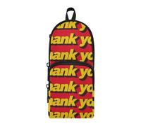 aidingzhi Trousse à crayons en nylon 3 compartiments pour adolescents - Grande capacité - Motif Thank You - Jaune et rouge