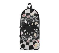 aidingzhi Trousse à crayons en nylon 3 compartiments pour garçons - Grande capacité - Motif espace de poker - Noir et blanc
