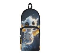 aidingzhi Trousse à crayons en nylon avec illustration de bébé dragon étoilé, 3 compartiments, trousse à crayons multifonction et esthétique avec fermeture éclair pour l'école Preppy